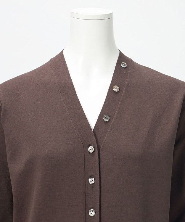 23区 S 【R(アール)】アイスニット Vネック カーディガン ダークブラウン系