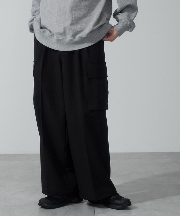 WEGO 【ウエストゴム】スーパーバギーカーゴスラックス ブラック