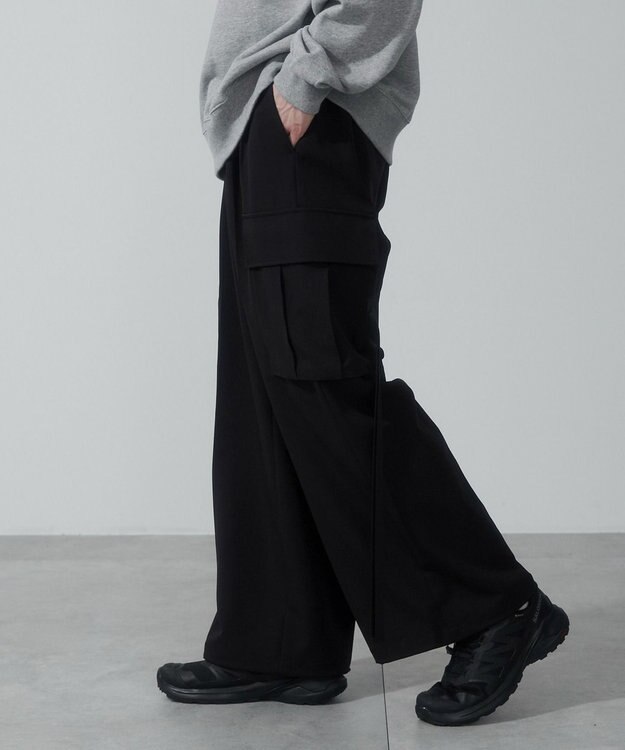 WEGO 【ウエストゴム】スーパーバギーカーゴスラックス ブラック