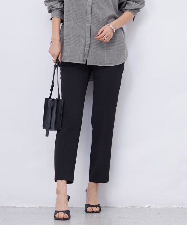 ICB 【洗える】トリプルクロスツイル スティックパンツ ブラック系