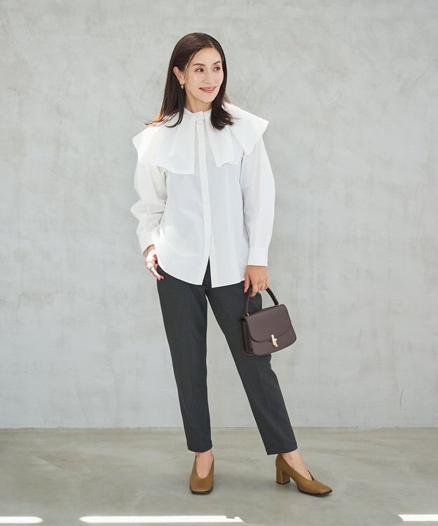 #Newans 【セレモニーにも】〈亀恭子さんコラボ〉美シルエットセンタープレスパンツ グレー