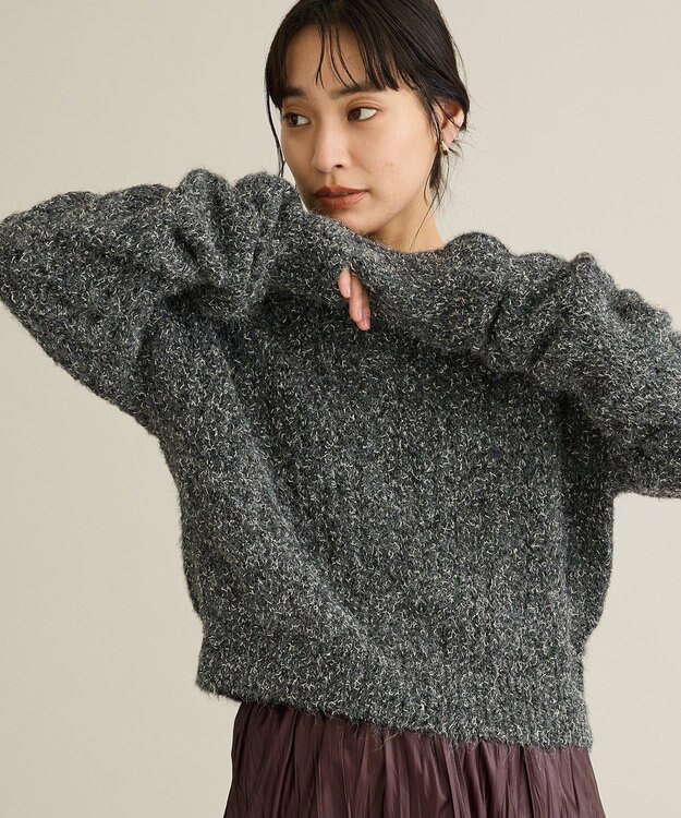 CRAFT STANDARD BOUTIQUE シャーリングスリーブニットプルオーバー Charcoal Gray