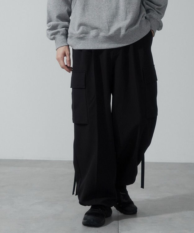 WEGO 【ウエストゴム】スーパーバギーカーゴスラックス ブラック