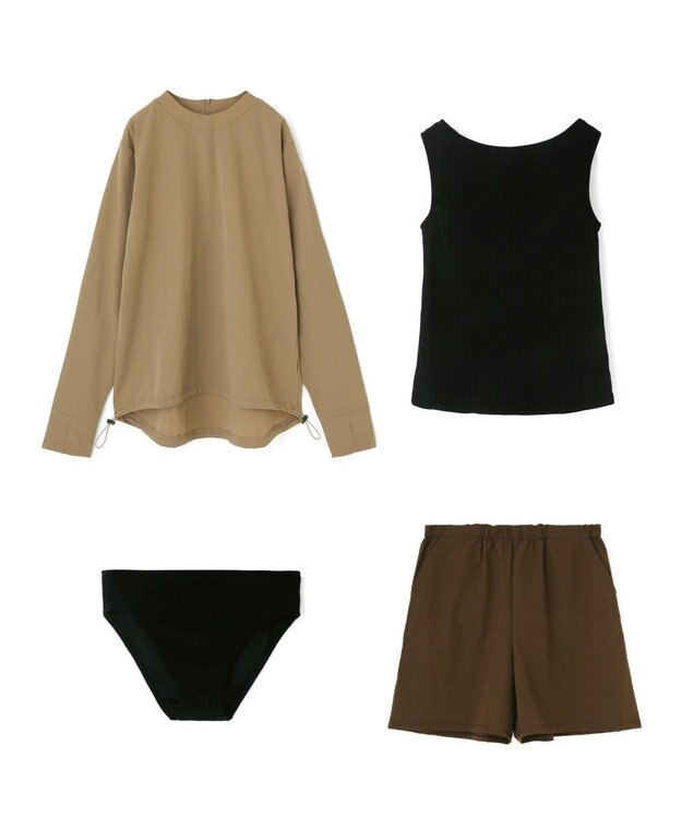 San-ai Resort（三愛水着楽園） 【WEB限定】ラッシュガード付き4点セット水着 9号11号13号【BeachQueen(ビーチクイーン）】 ブラウン