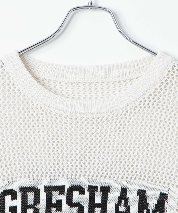 WEGO ロゴメッシュジャガードニット オフホワイト