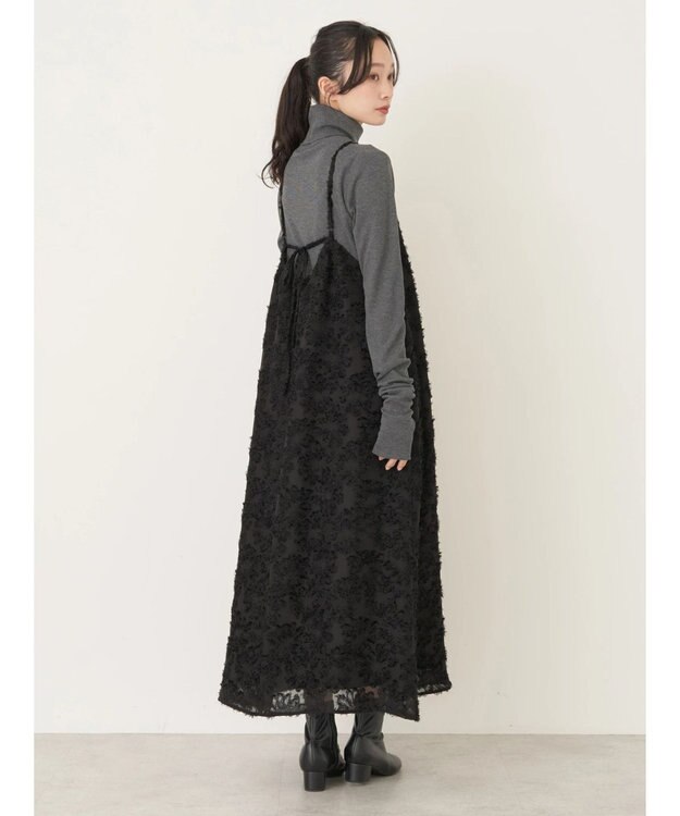 earth music&ecology フラワージャガードキャミワンピース Black