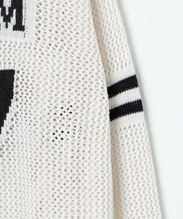 WEGO ロゴメッシュジャガードニット オフホワイト