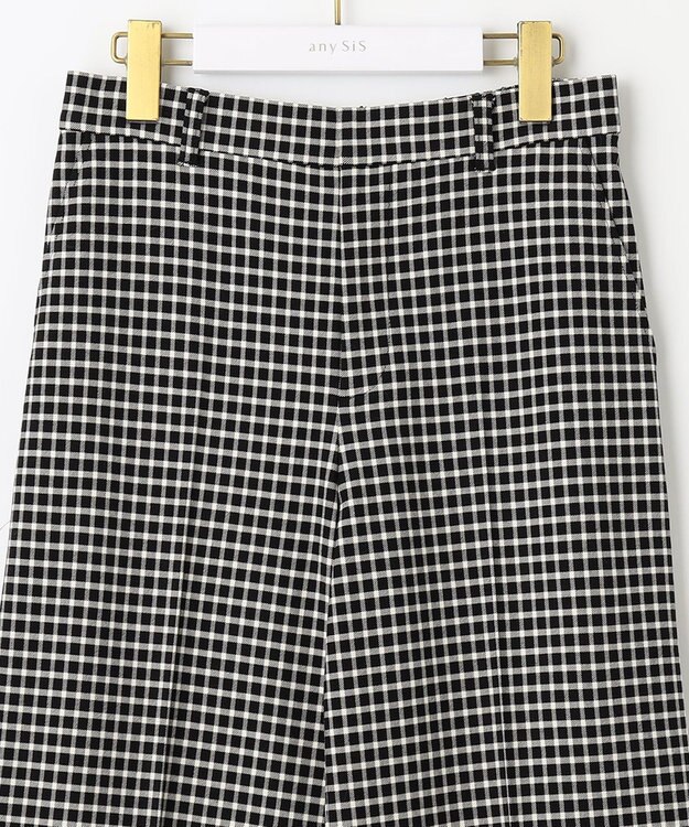 ANY SIS 【保温性あり/洗える】サーモ 2WAYストレッチ ワイドパンツ モノトーンチェック