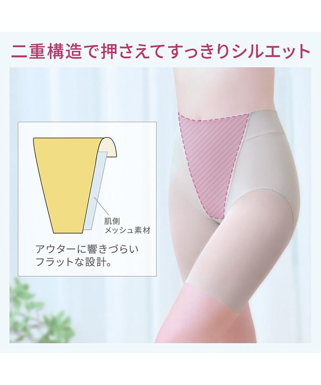 BRADELIS New York 【BRADELIS NewYork peace】綿混楽々dailyシェイプパンツ25 ガードルショーツ 1枚履き可能 ハイウエスト 補正 下着 細見え パールグレージュ