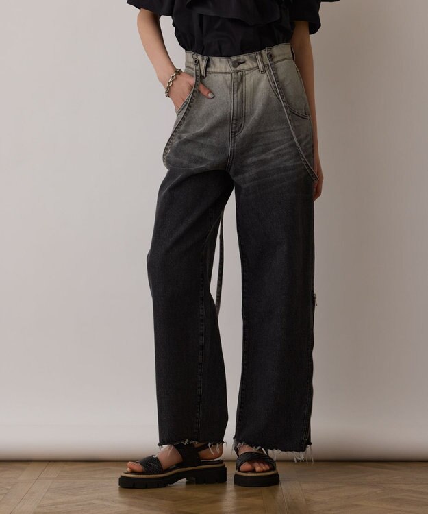 GRACE CONTINENTAL サス付zipデニムパンツ ブラック