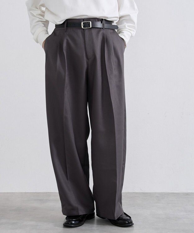 WEGO ワイドストレートスラックス グレー