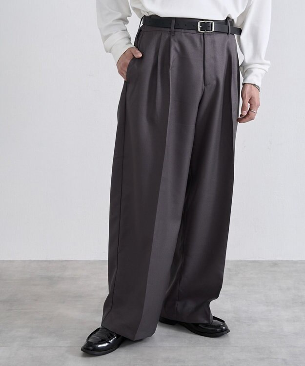 WEGO ワイドストレートスラックス グレー