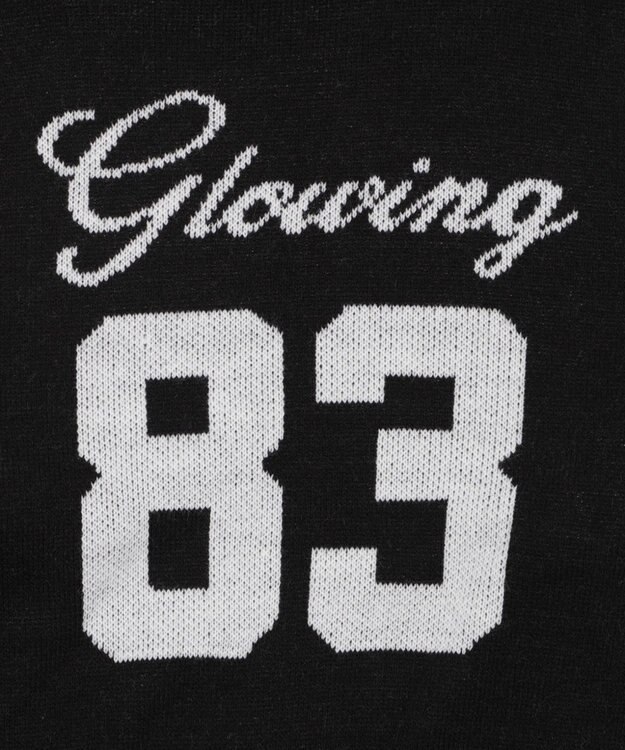 WEGO オープンショルダーナンバリングニット ブラック