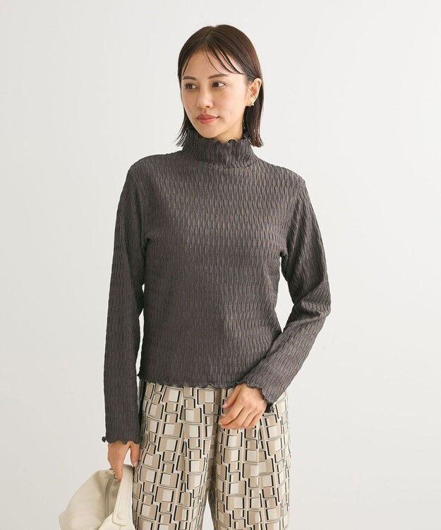 Green Parks ・Ｐｅｔｉｔ　Ｆｌｅｕｒ　ジャカードハイネックロンＴＥ Charcoal Gray
