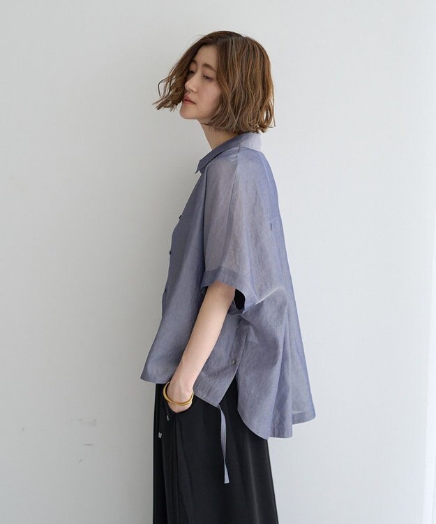 YECCA VECCA サイドスリットドロストシャツ Navy