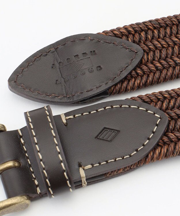 JOSEPH ABBOUD 【キングサイズ・イタリア素材・ストレッチ・日本製】 コットンメランジストレッチ ベルト ダークブラウン系