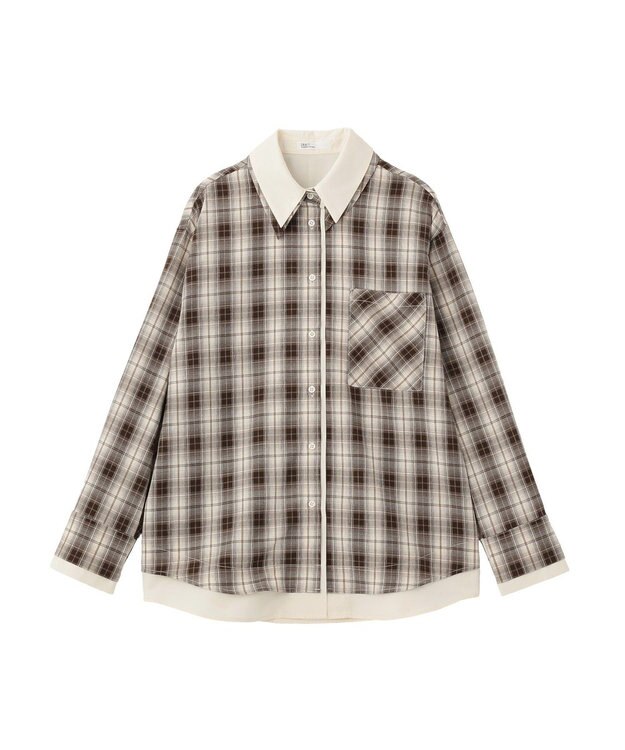 CRAFT STANDARD BOUTIQUE レイヤードライクチェックシャツ Brown