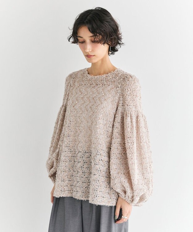 #Newans 【洗える】フィラッフィギャザースリーブブラウス ベージュ