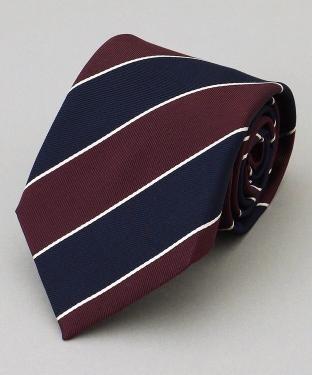 GOTAIRIKU  GOTAIRIKU別注【日本製】シルク ネクタイ_レジメンタル柄 ボルドー×ネイビー