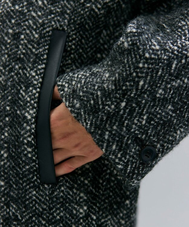 BEIGE， ROBY / フェイクレザーツイードコート Monotone