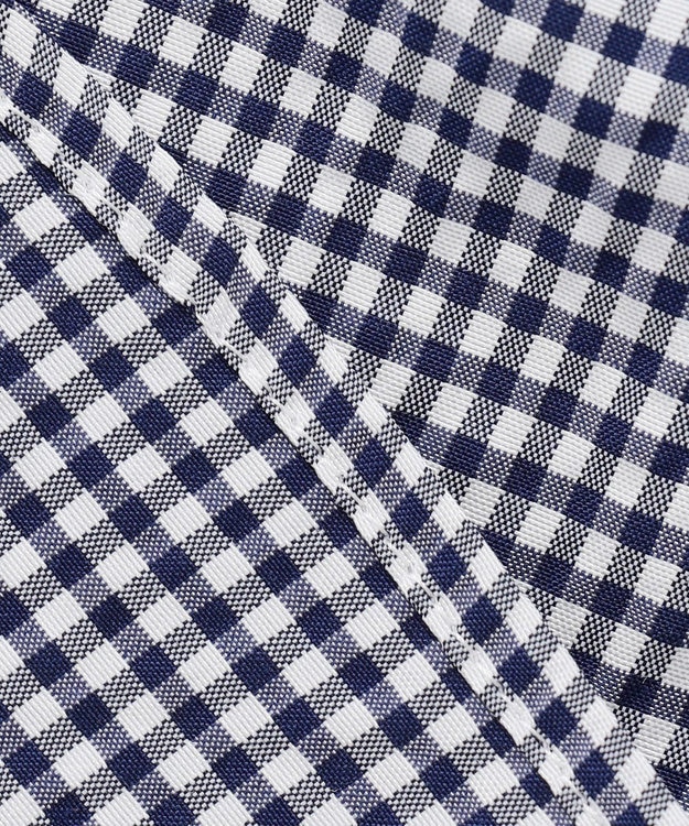 J.PRESS LADIES S 【洗える】アセVis ギンガム バンドカラー ピンタック ブラウス ネイビー系3