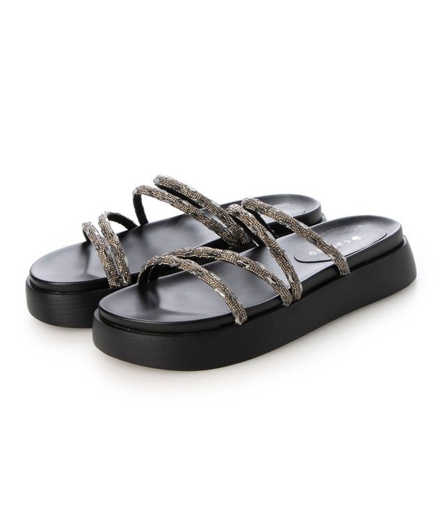 MODE ET JACOMO <carino>厚底ビジューサンダル ブラック