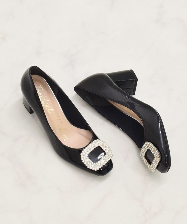 Bridget Birkin 【Bridget Birkin】スクエアビジューパンプス ブラックエナメル