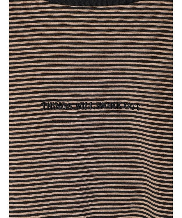 AMERICAN HOLIC 刺繍ロゴボーダープルオーバー Mocha