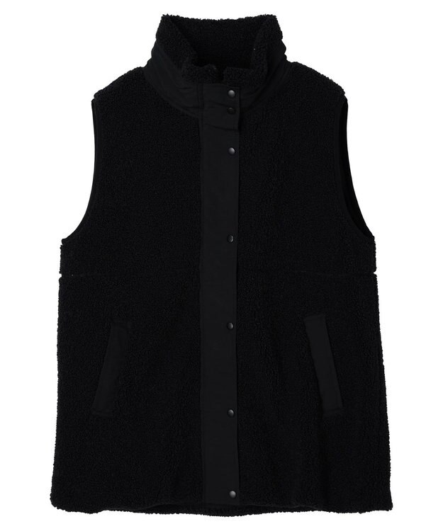 Green Parks ボアミドル丈ベスト Black