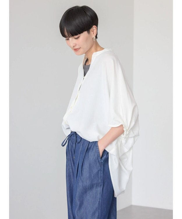 AMERICAN HOLIC 接触冷感＋ＵＶカット　ギャザースリーブブラウス Off White