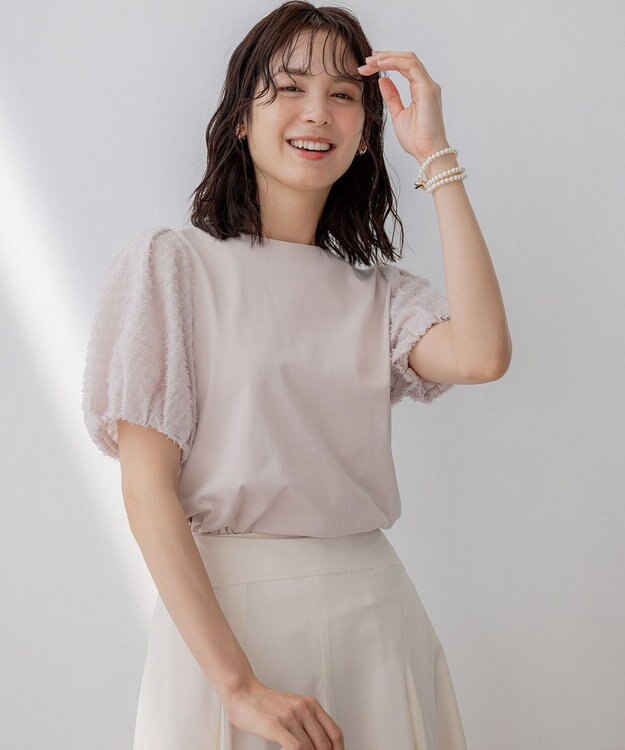 組曲 華感コンビネーションスリーブ カットソー スモーキーピンク系