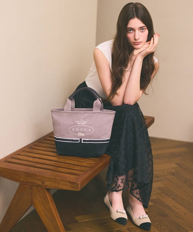 TOCCA 【軽量・撥水・お洗濯可・選べるシュークリップ】steppi×TOCCA BICOLOR POINTED PUMPS パンプス ベージュ×パール