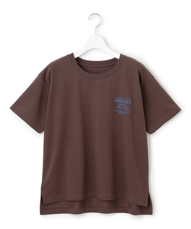 J.PRESS YORK STREET 【WOMEN】カフェロゴプリント Tシャツ ダークブラウン系