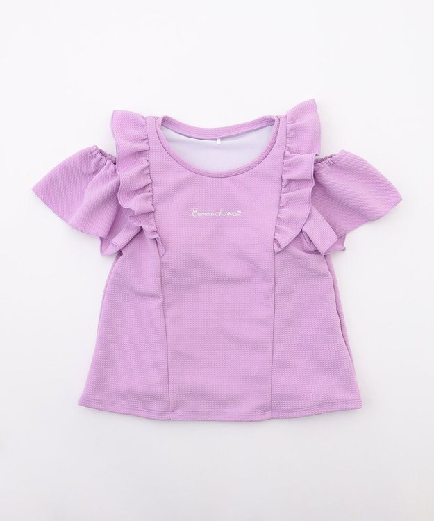 ANY KIDS 【UVカット】2WAYショルダーセパレート水着 ラベンダー×ラベンダーチェック