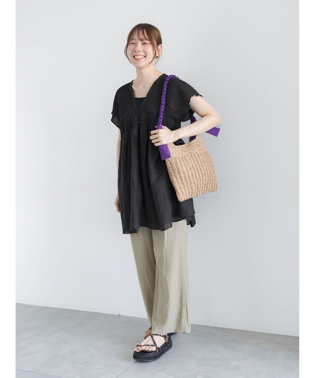 Te chichi シャーリングチュニック ブラック