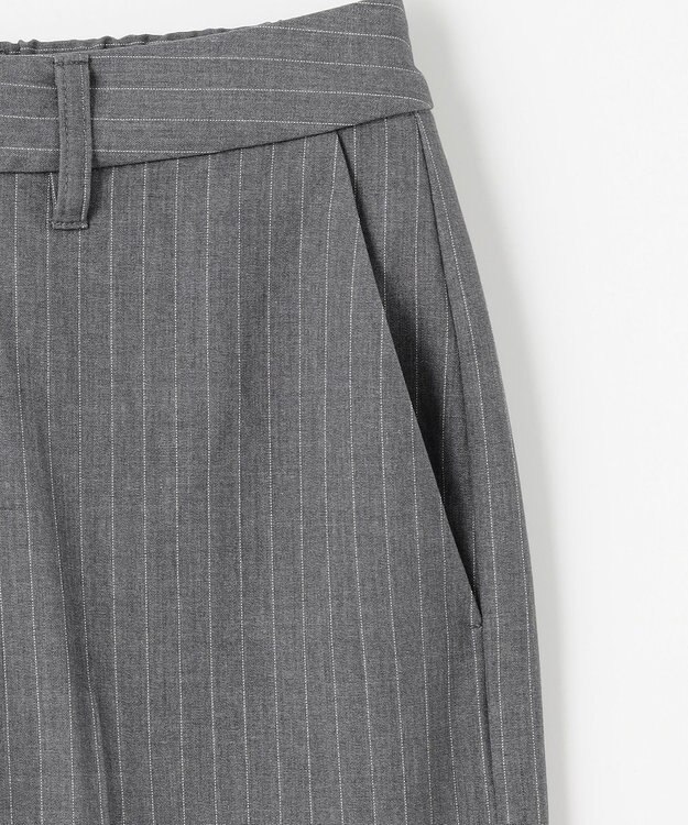 ANY L 【洗濯機可/ウエストゴム/２ＷＡＹストレッチ】ワイドパンツ グレーストライプ