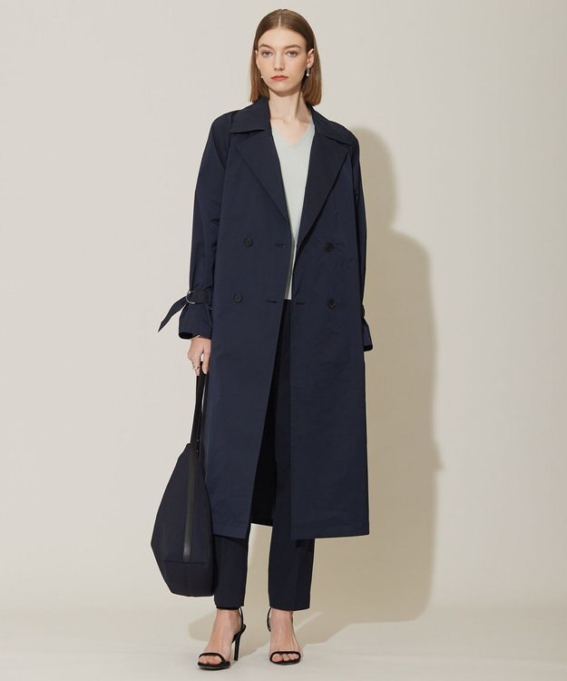 ICB 【撥水加工】 メモリーストレッチタフタ トレンチコート ネイビー系