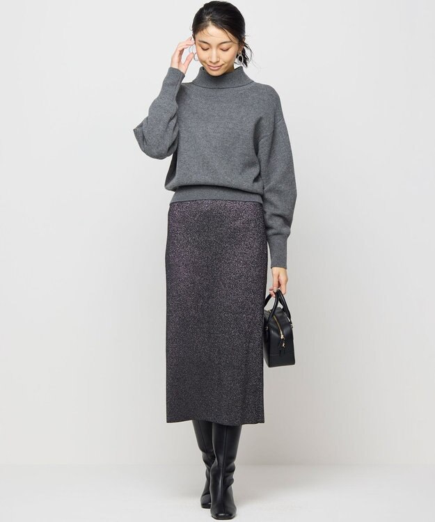 組曲 【Oggiコラボ】きらきらラメニットスカート ブラック系