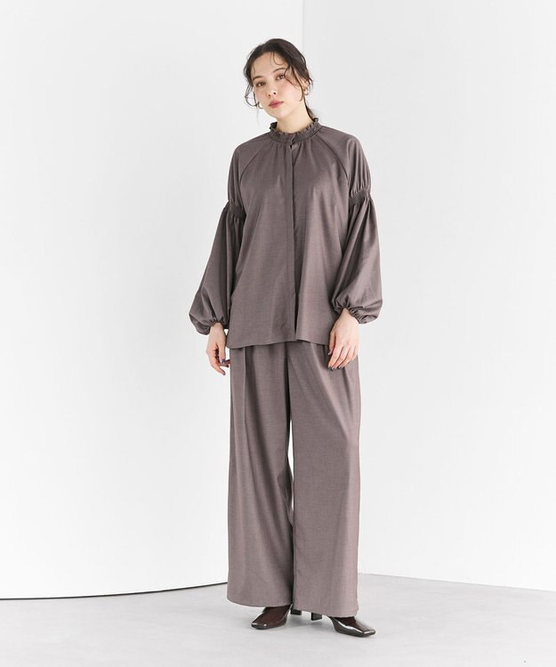 #Newans 【洗濯機可/しわになりにくい】ベリーワイドパンツ モカブラウン