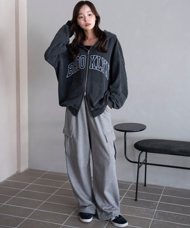 WEGO グラフィックBIGZIPパーカー スミクロ