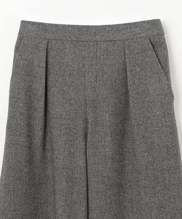 ANY 【洗濯機可能/ウエストゴム】ライトツイード ワイドパンツ ライトグレー