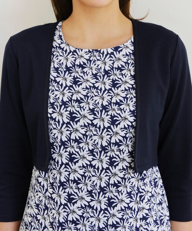 Tiaclasse 【UVカット・吸水速乾】 “きれい見え” カットソーストレートボレロ ネイビー