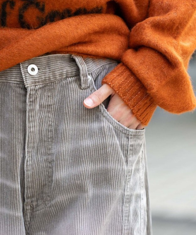 WEGO イージー3Dバレルレッグコーデュロイパンツ ブラウン