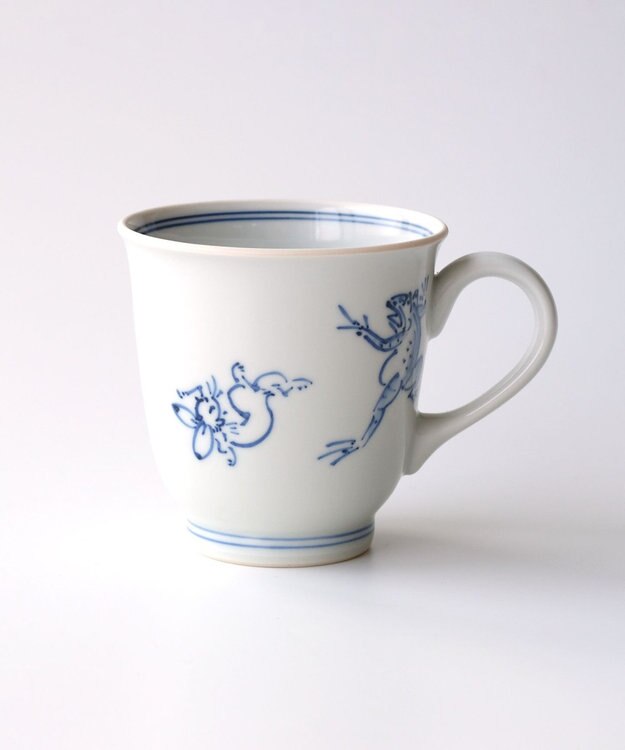 たち吉 【たち吉】鳥獣戯画 マグ 染付〈1個〉 京焼・清水焼 ホワイト×ブルー