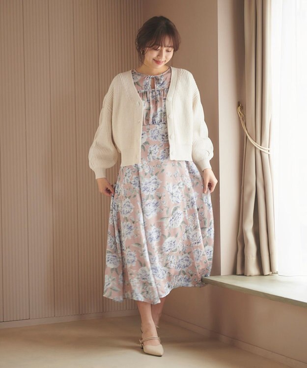 Feroux 【洗える】フラワープリント ワンピース ピンク系9