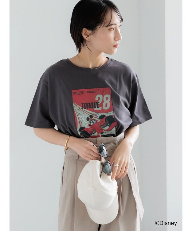 Te chichi 【Disney】MICKEY/フロントプリントTシャツ チャコールグレー