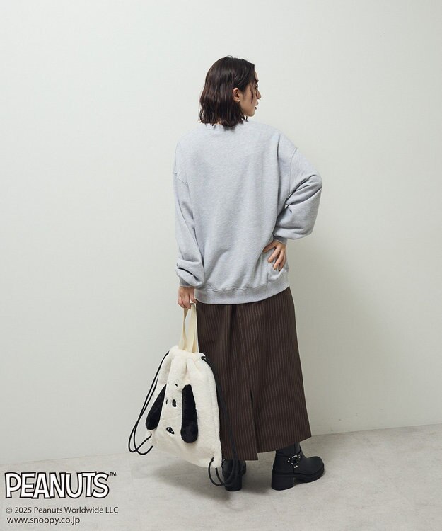 Green Parks ■PEANUTS スヌーピーミニ刺繍スウェット Gray