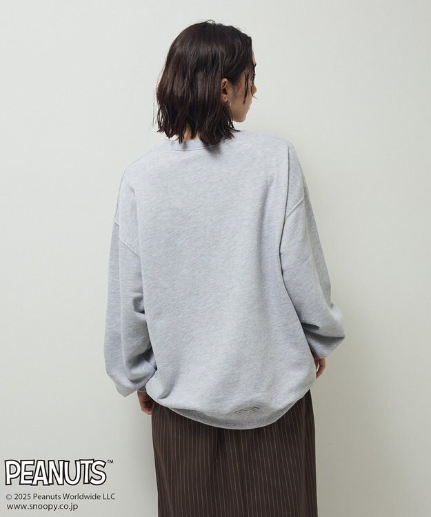Green Parks ■PEANUTS スヌーピーミニ刺繍スウェット Gray