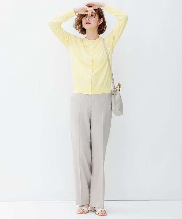 23区 L 【アンサンブル対応/洗える】プレミアム コットン カーディガン イエロー系