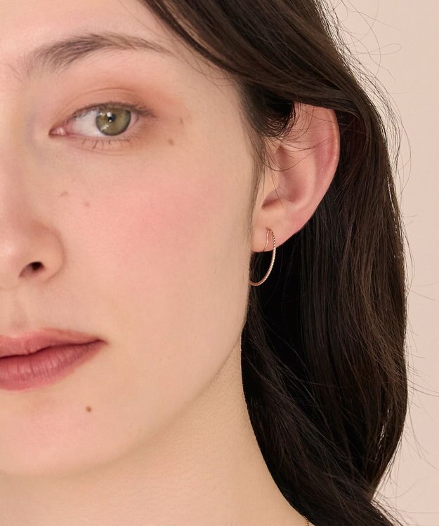 Phoebe 〈痛くないシリーズ/金属アレルギー対応〉ファインスレッドフープライトフィットイヤリング シンプル/フープイヤリング/細い シャンパンゴールド